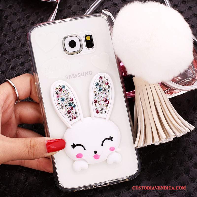 Custodia Samsung Galaxy S6 Edge + Strass Verdetelefono, Cover Samsung Galaxy S6 Edge + Cartone Animato