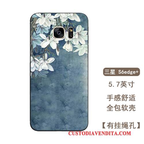 Custodia Samsung Galaxy S6 Edge + Vintage Morbido Ornamenti Appesi, Cover Samsung Galaxy S6 Edge + Silicone Vento Tutto Incluso