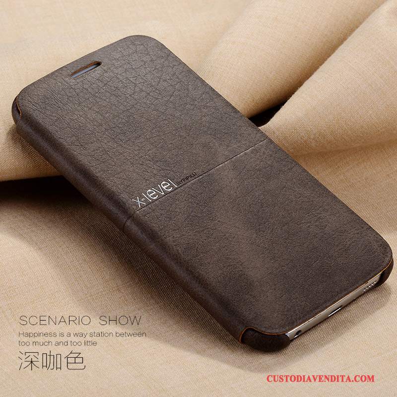 Custodia Samsung Galaxy S6 Folio Anti-caduta Affari, Cover Samsung Galaxy S6 Pelle Cachi Sottile