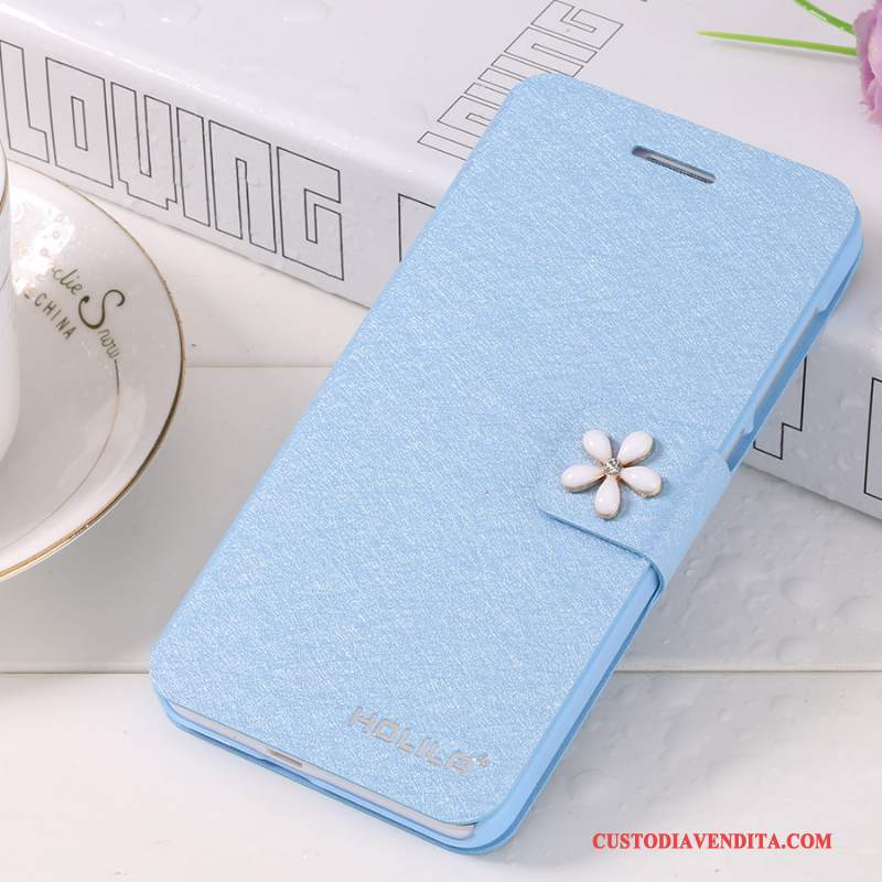 Custodia Samsung Galaxy S6 Pelle Nuovo Blu Chiaro, Cover Samsung Galaxy S6 Folio Tendenzatelefono