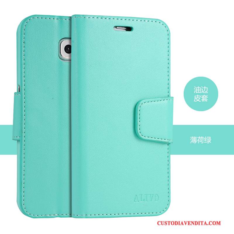 Custodia Samsung Galaxy S6 Protezione Morbido Verde, Cover Samsung Galaxy S6 Pelle