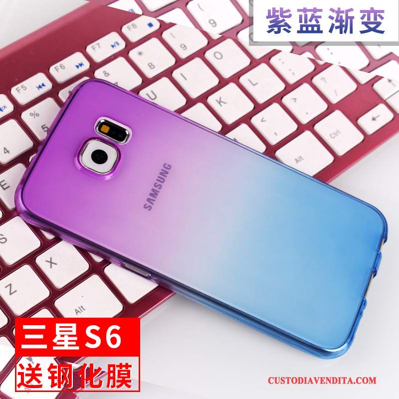 Custodia Samsung Galaxy S6 Silicone Anti-cadutatelefono, Cover Samsung Galaxy S6 Protezione Blu Trasparente