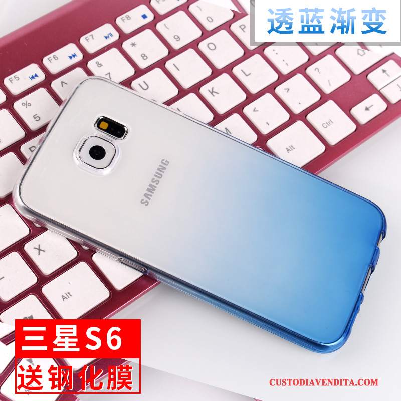 Custodia Samsung Galaxy S6 Silicone Anti-cadutatelefono, Cover Samsung Galaxy S6 Protezione Blu Trasparente