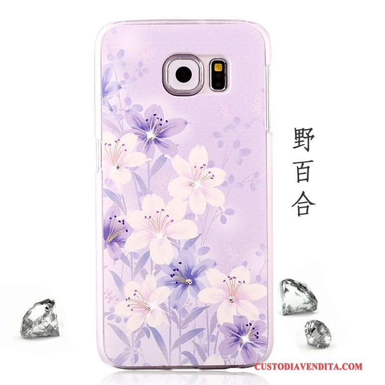 Custodia Samsung Galaxy S6 Strass Anti-cadutatelefono, Cover Samsung Galaxy S6 Colore Tendenza Porpora