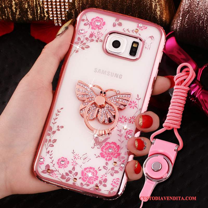 Custodia Samsung Galaxy S6 Strass Tutto Incluso Morbido, Cover Samsung Galaxy S6 Protezione Rosatelefono