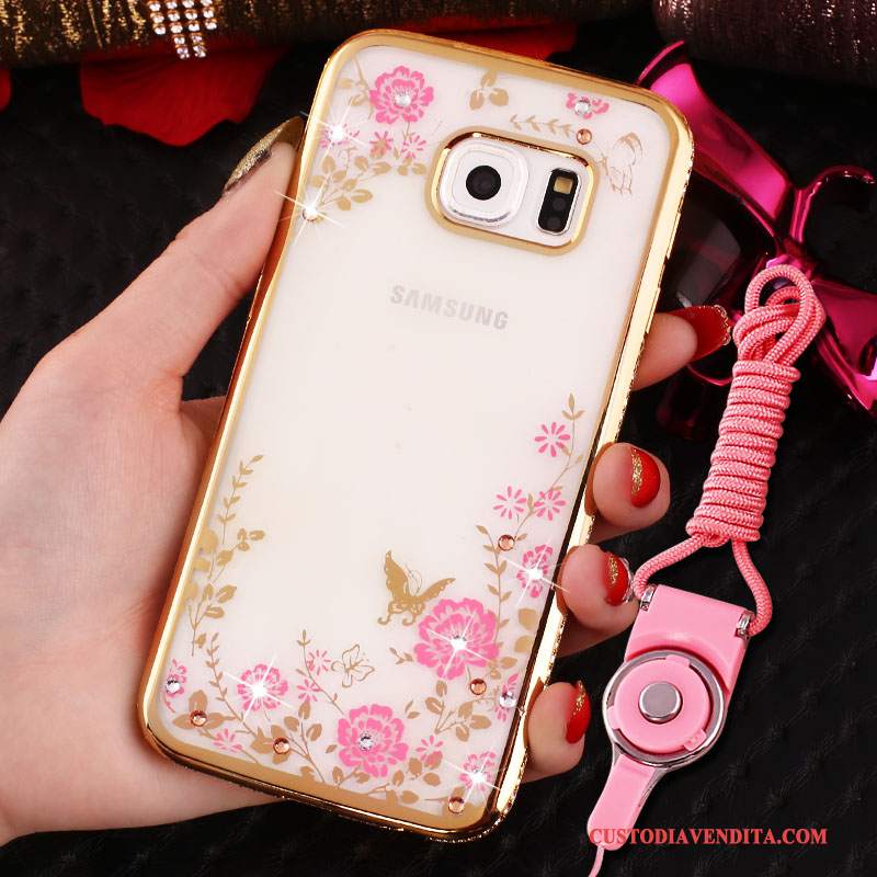 Custodia Samsung Galaxy S6 Strass Tutto Incluso Morbido, Cover Samsung Galaxy S6 Protezione Rosatelefono