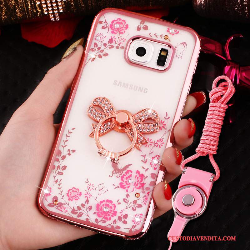 Custodia Samsung Galaxy S6 Strass Tutto Incluso Morbido, Cover Samsung Galaxy S6 Protezione Rosatelefono