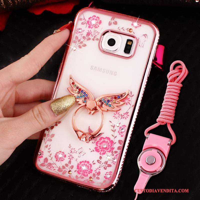 Custodia Samsung Galaxy S6 Strass Tutto Incluso Morbido, Cover Samsung Galaxy S6 Protezione Rosatelefono