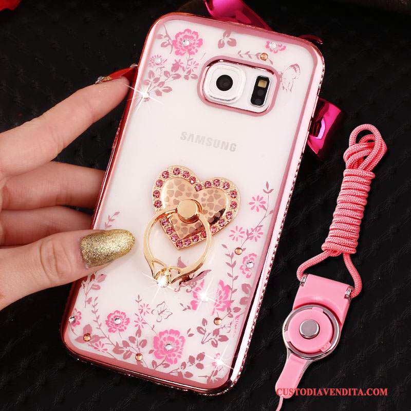 Custodia Samsung Galaxy S6 Strass Tutto Incluso Morbido, Cover Samsung Galaxy S6 Protezione Rosatelefono