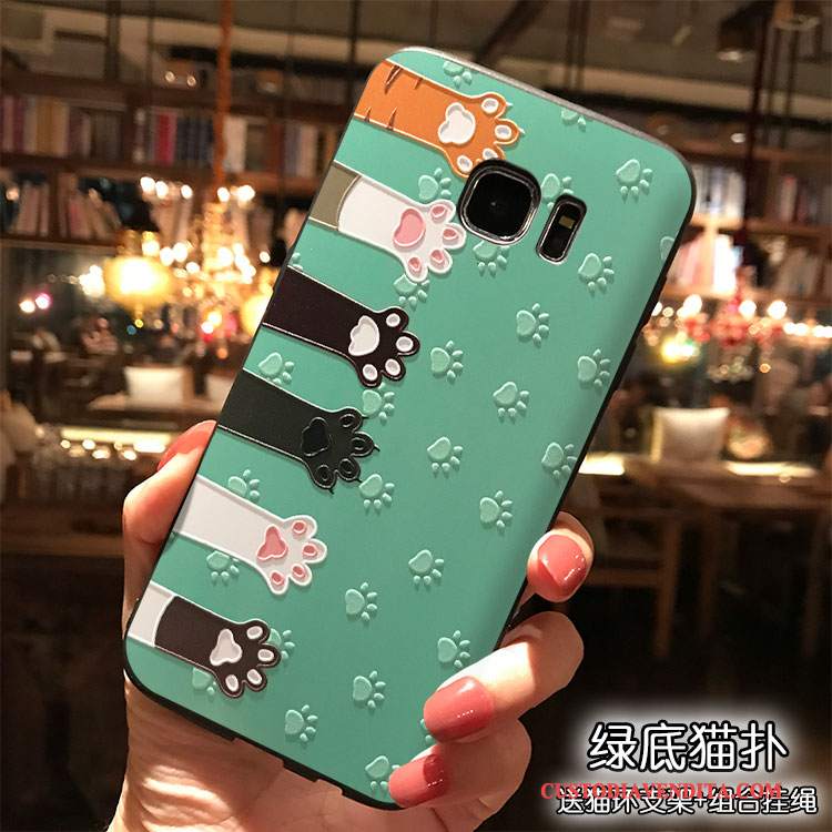 Custodia Samsung Galaxy S7 Cartone Animato Verde Tendenza, Cover Samsung Galaxy S7 Silicone Telefono Tutto Incluso