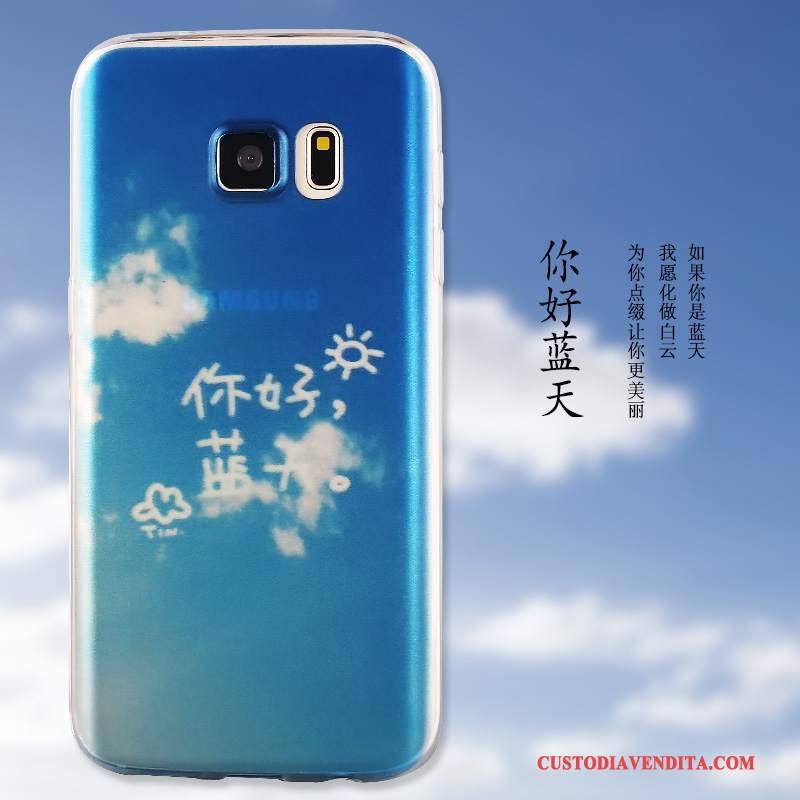 Custodia Samsung Galaxy S7 Colore Blu Trasparente, Cover Samsung Galaxy S7 Silicone Semplici