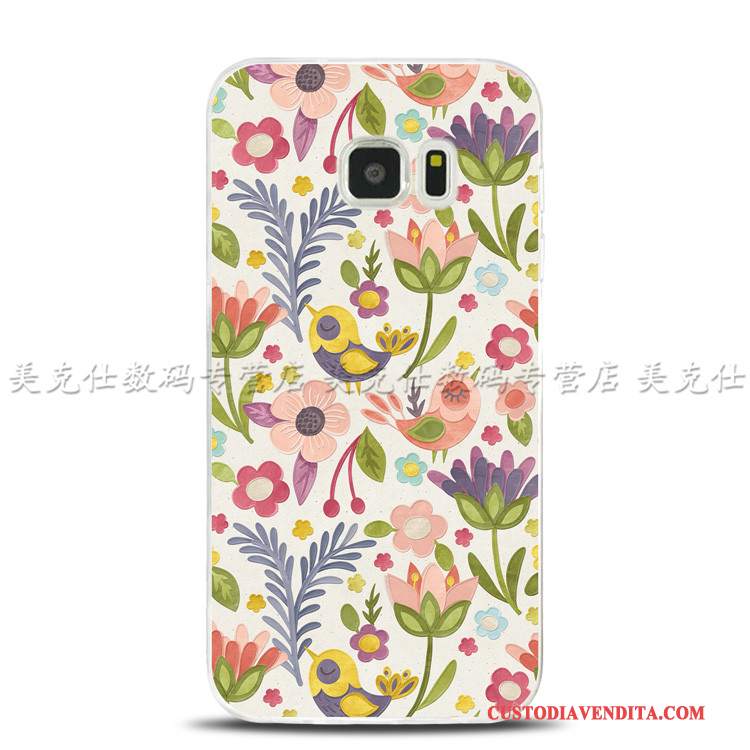 Custodia Samsung Galaxy S7 Edge Colore Fiori Uccello, Cover Samsung Galaxy S7 Edge Protezione Telefono Morbido