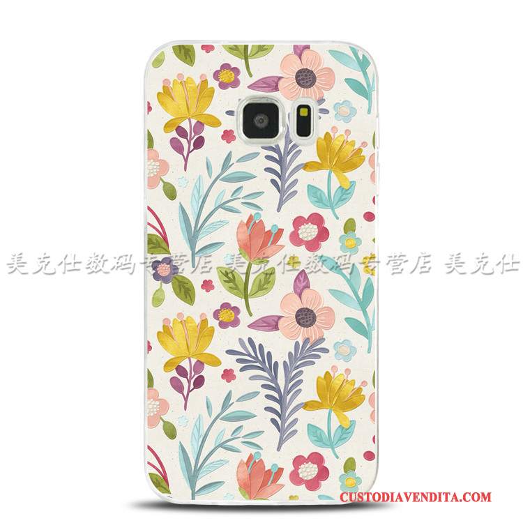 Custodia Samsung Galaxy S7 Edge Colore Fiori Uccello, Cover Samsung Galaxy S7 Edge Protezione Telefono Morbido