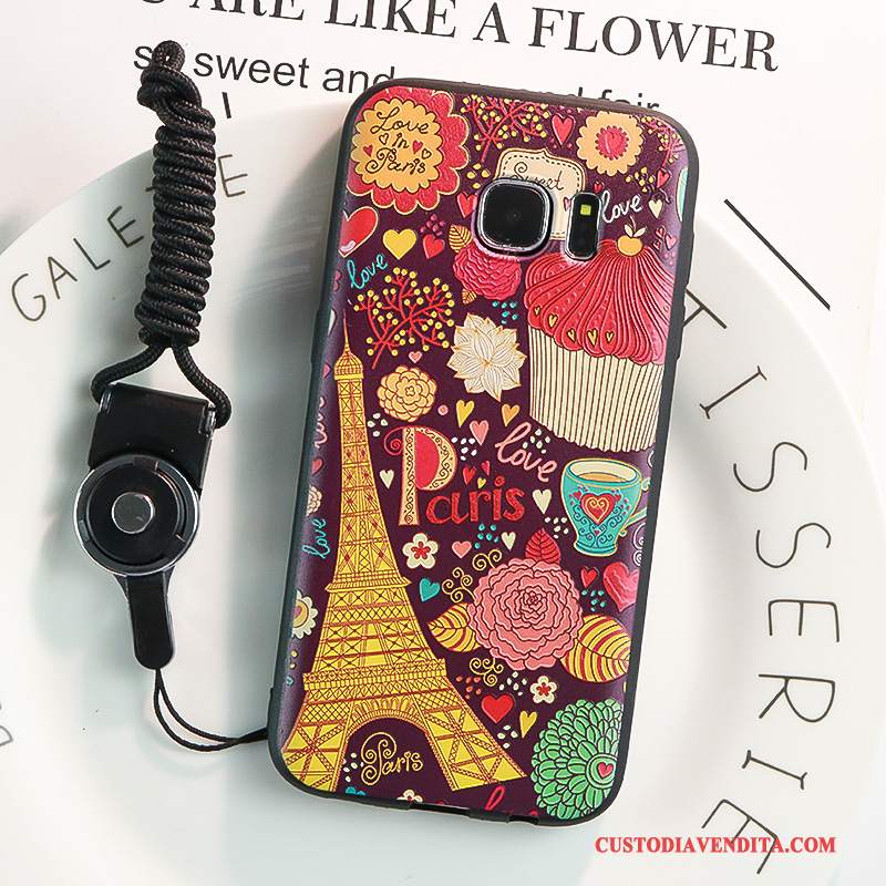 Custodia Samsung Galaxy S7 Edge Creativo Ornamenti Appesitelefono, Cover Samsung Galaxy S7 Edge Goffratura Giallo Morbido