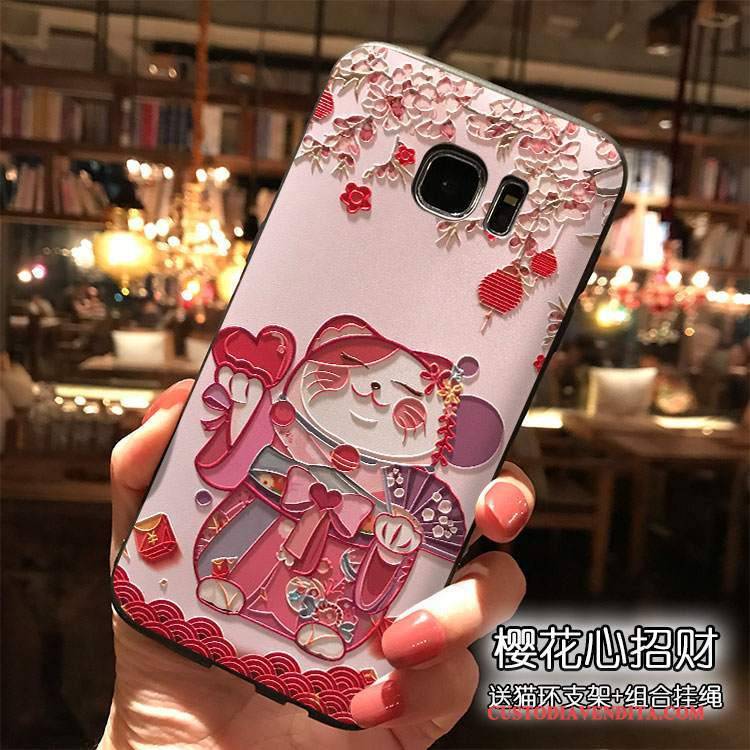 Custodia Samsung Galaxy S7 Edge Creativo Telefono Rosso, Cover Samsung Galaxy S7 Edge Cartone Animato Tendenza Ornamenti Appesi