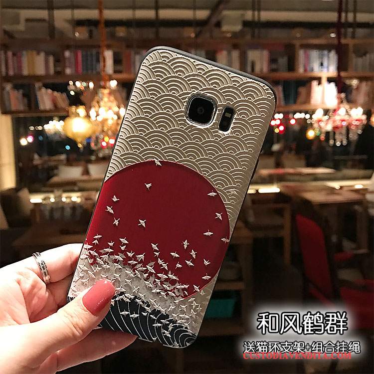 Custodia Samsung Galaxy S7 Edge Goffratura Macchiati Gru, Cover Samsung Galaxy S7 Edge Morbidotelefono