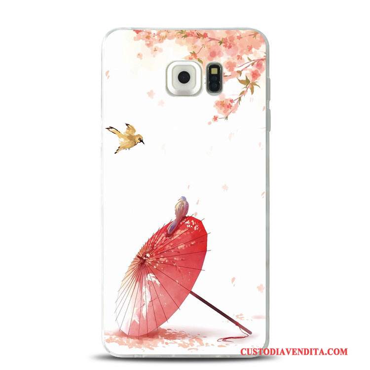 Custodia Samsung Galaxy S7 Edge Goffratura Morbido Fiori Di Pesco, Cover Samsung Galaxy S7 Edge Silicone Rosa Supporto