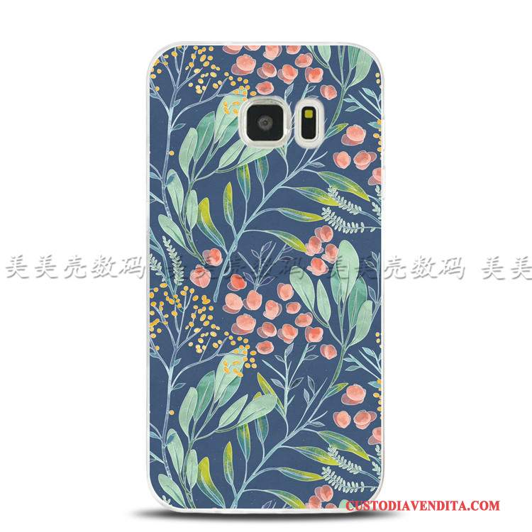 Custodia Samsung Galaxy S7 Edge Goffratura Ring Rosa, Cover Samsung Galaxy S7 Edge Protezione Fiori Morbido