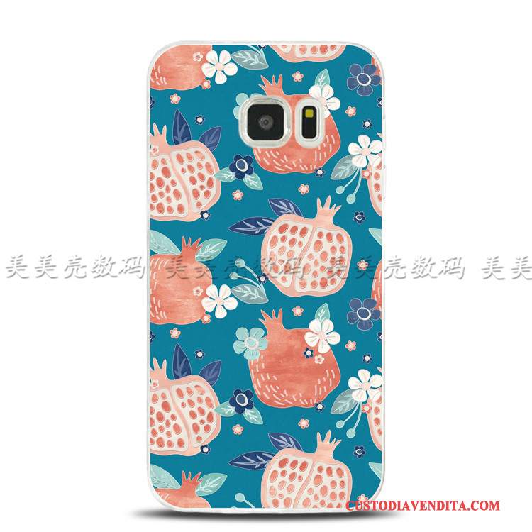 Custodia Samsung Galaxy S7 Edge Goffratura Ring Rosa, Cover Samsung Galaxy S7 Edge Protezione Fiori Morbido