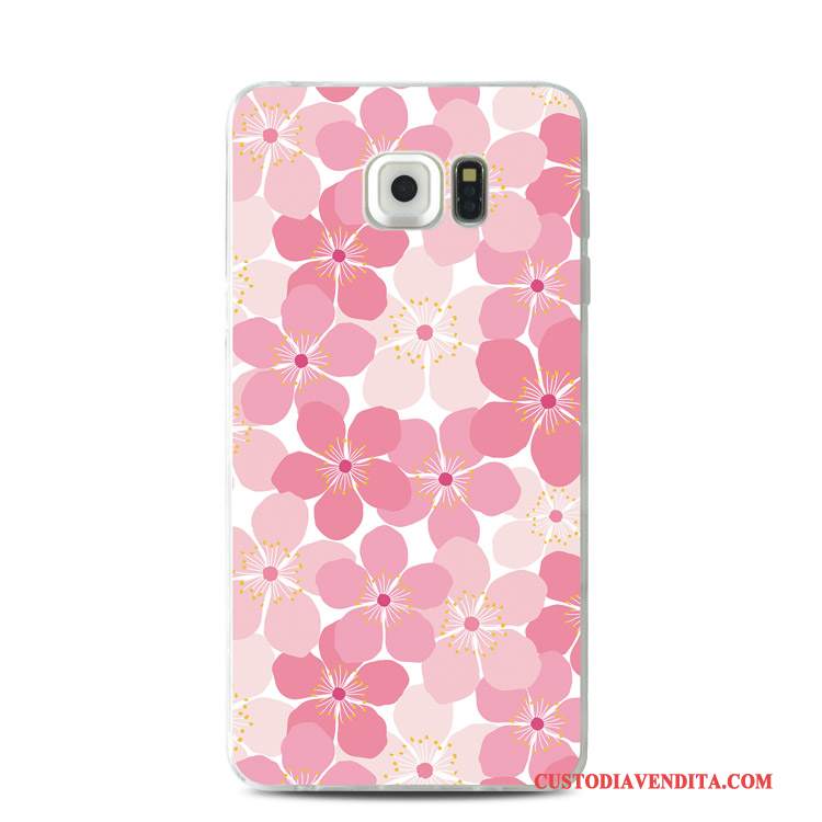 Custodia Samsung Galaxy S7 Edge Goffratura Rosa Morbido, Cover Samsung Galaxy S7 Edge Silicone Pizzo Tutto Incluso