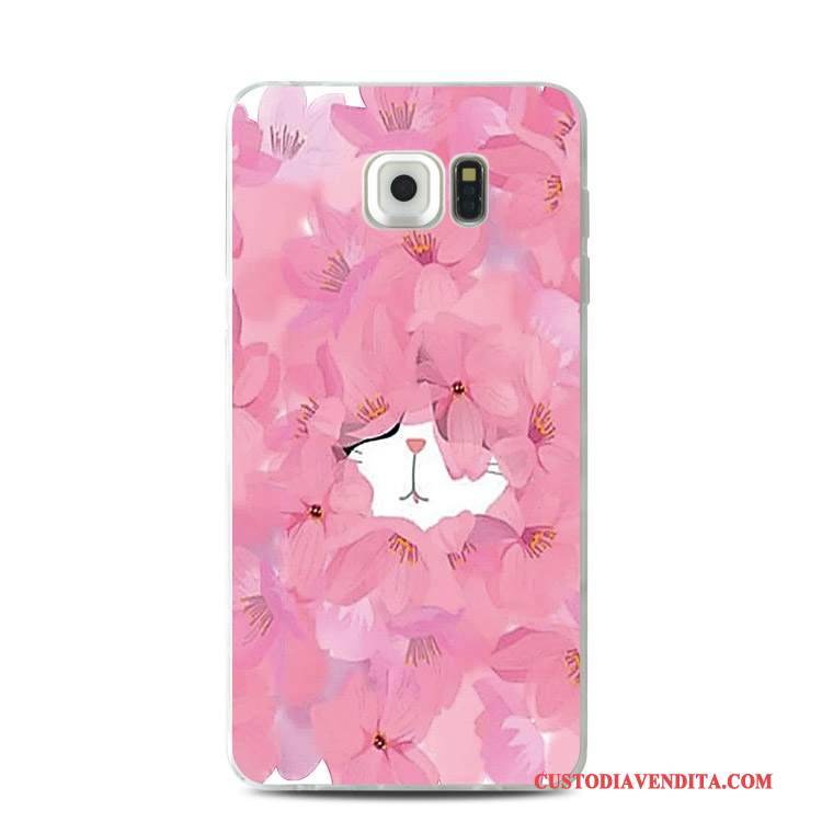 Custodia Samsung Galaxy S7 Edge Goffratura Rosa Morbido, Cover Samsung Galaxy S7 Edge Silicone Pizzo Tutto Incluso