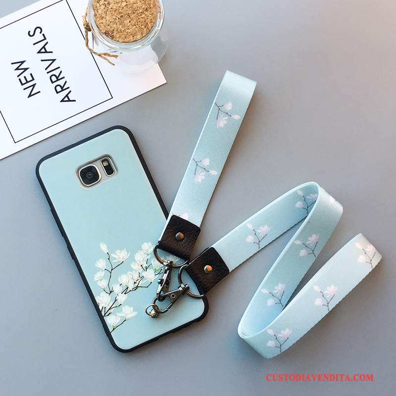 Custodia Samsung Galaxy S7 Edge Goffratura Telefono Tutto Incluso, Cover Samsung Galaxy S7 Edge Silicone Anti-caduta Blu Chiaro