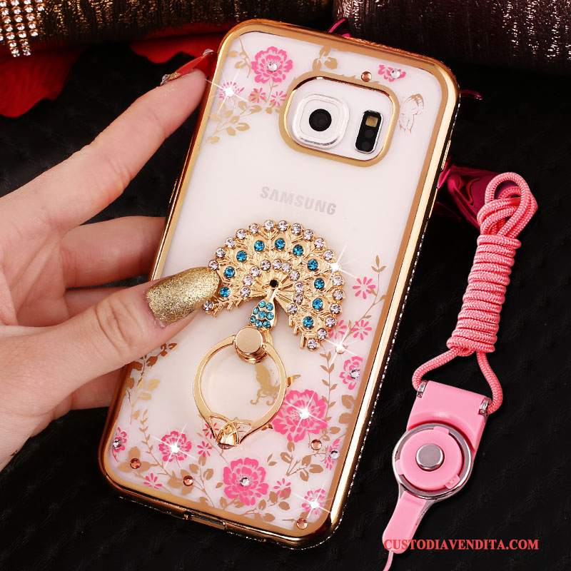 Custodia Samsung Galaxy S7 Edge Protezione Anti-caduta Rosa, Cover Samsung Galaxy S7 Edge Strass Ring Ornamenti Appesi