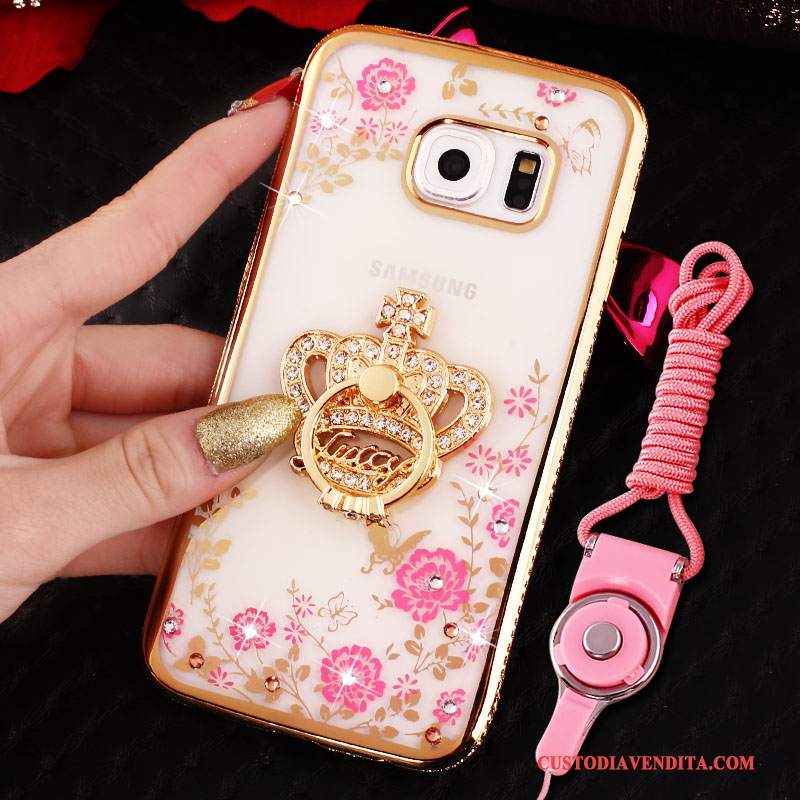 Custodia Samsung Galaxy S7 Edge Protezione Anti-caduta Rosa, Cover Samsung Galaxy S7 Edge Strass Ring Ornamenti Appesi