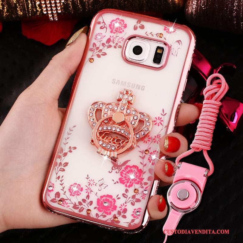 Custodia Samsung Galaxy S7 Edge Protezione Anti-caduta Rosa, Cover Samsung Galaxy S7 Edge Strass Ring Ornamenti Appesi