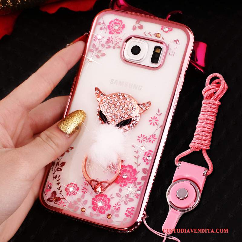 Custodia Samsung Galaxy S7 Edge Protezione Anti-caduta Rosa, Cover Samsung Galaxy S7 Edge Strass Ring Ornamenti Appesi