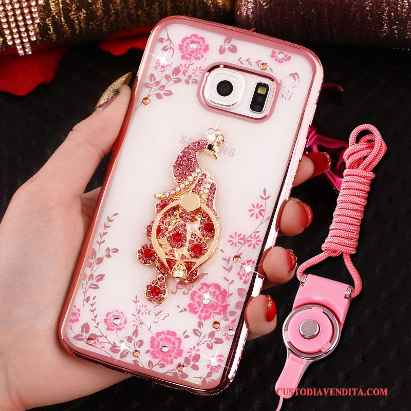 Custodia Samsung Galaxy S7 Edge Protezione Anti-caduta Rosa, Cover Samsung Galaxy S7 Edge Strass Ring Ornamenti Appesi