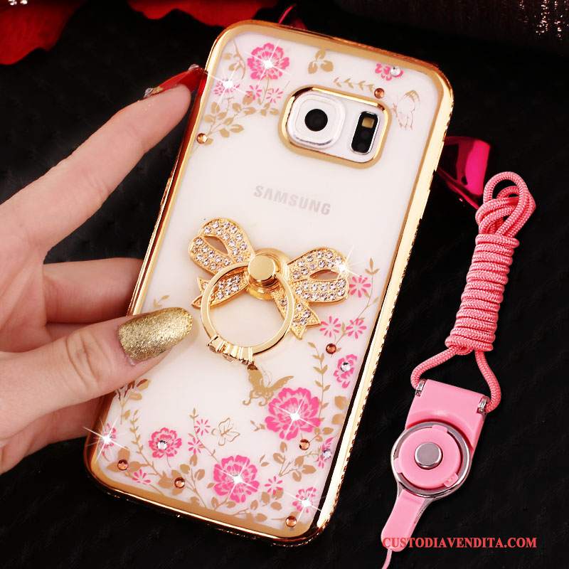 Custodia Samsung Galaxy S7 Edge Protezione Anti-caduta Rosa, Cover Samsung Galaxy S7 Edge Strass Ring Ornamenti Appesi