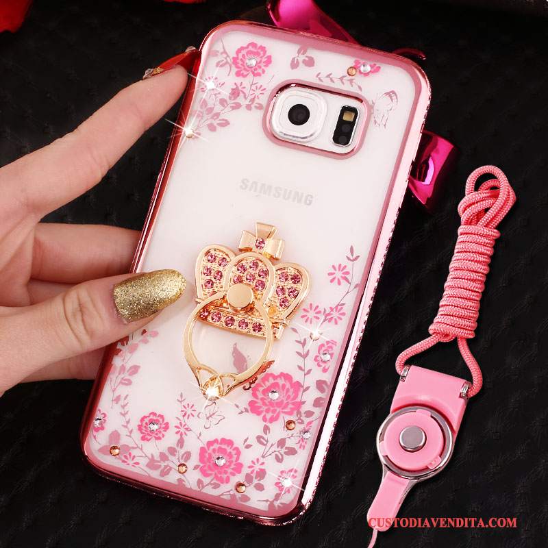 Custodia Samsung Galaxy S7 Edge Protezione Anti-caduta Rosa, Cover Samsung Galaxy S7 Edge Strass Ring Ornamenti Appesi