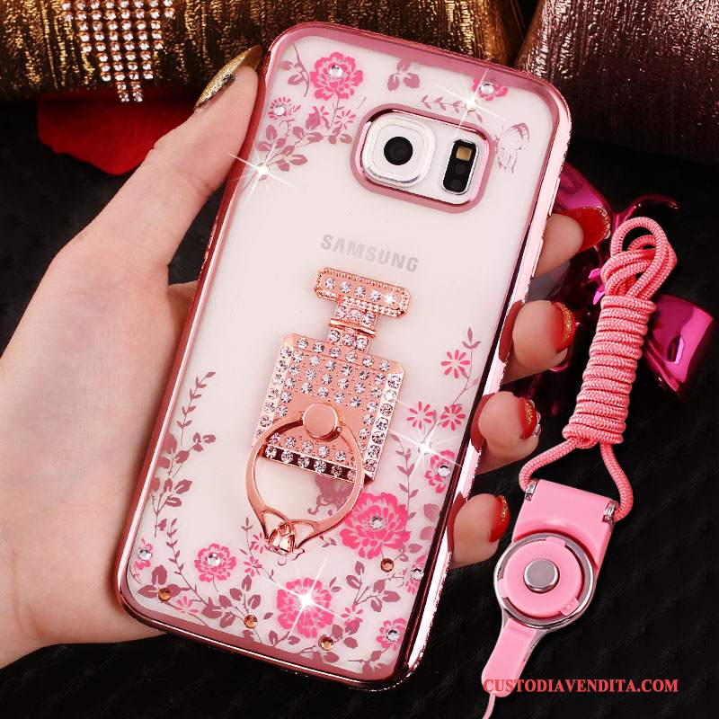 Custodia Samsung Galaxy S7 Edge Protezione Anti-caduta Rosa, Cover Samsung Galaxy S7 Edge Strass Ring Ornamenti Appesi