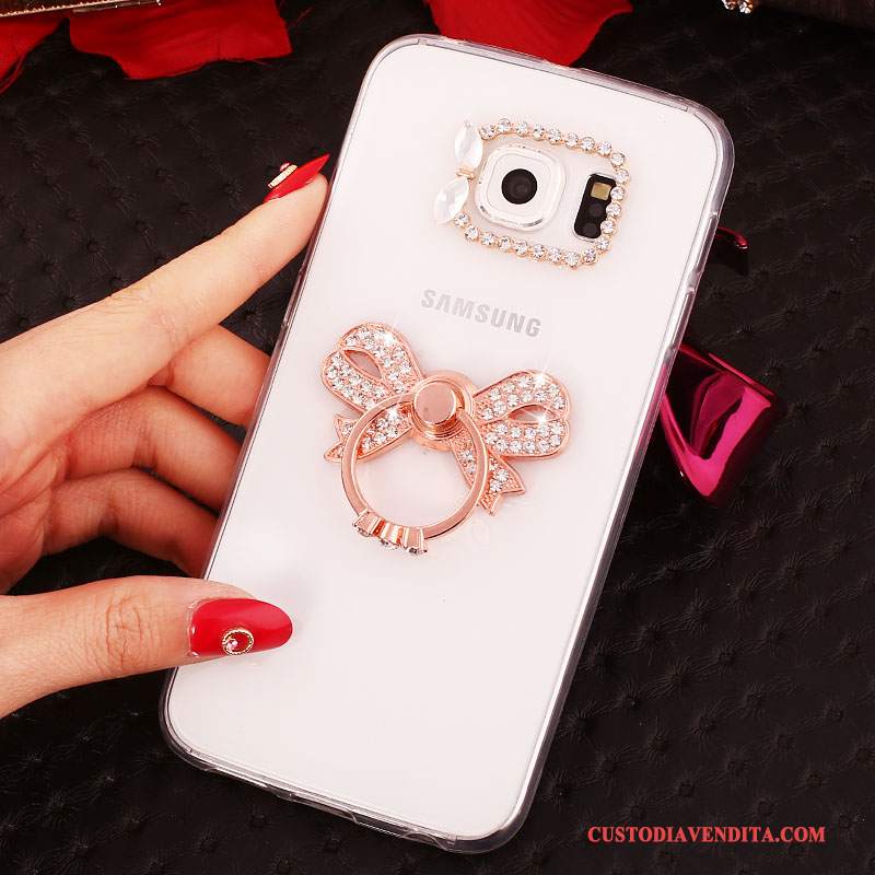 Custodia Samsung Galaxy S7 Edge Protezione Ring Sottili, Cover Samsung Galaxy S7 Edge Strass Rosso