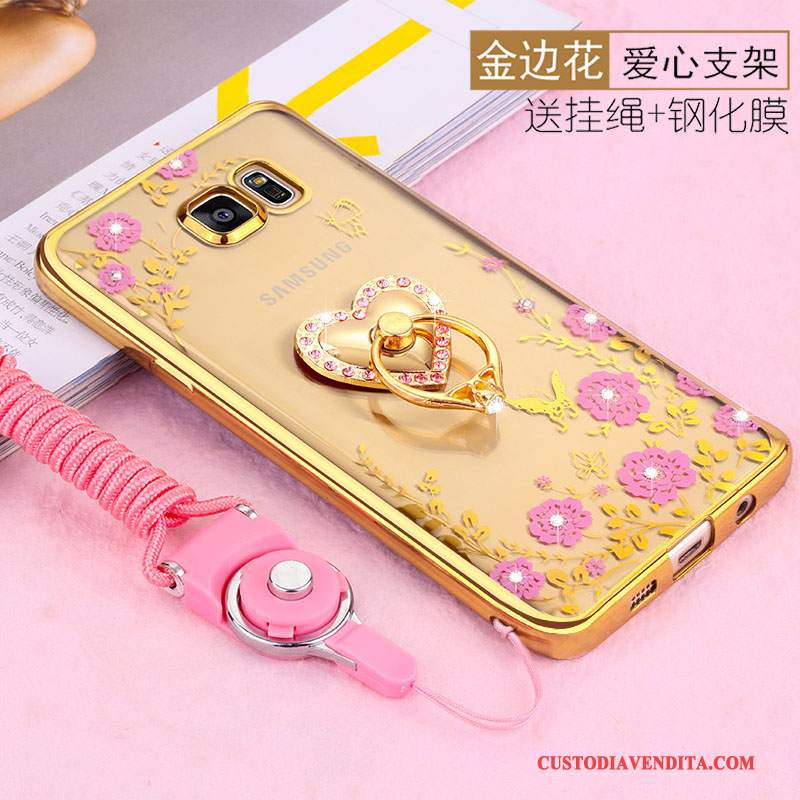 Custodia Samsung Galaxy S7 Edge Silicone Morbido Oro, Cover Samsung Galaxy S7 Edge Protezione Telefono Ornamenti Appesi