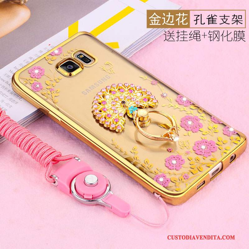 Custodia Samsung Galaxy S7 Edge Silicone Morbido Oro, Cover Samsung Galaxy S7 Edge Protezione Telefono Ornamenti Appesi