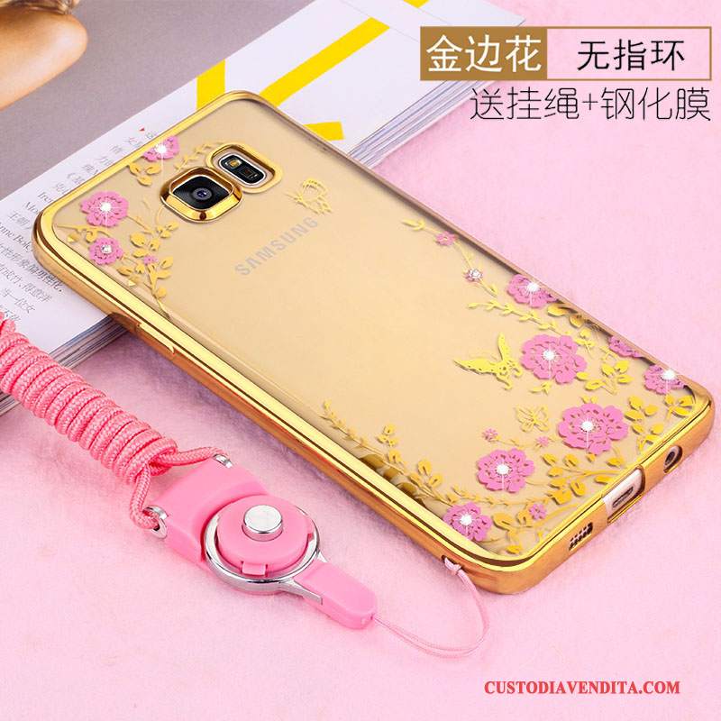 Custodia Samsung Galaxy S7 Edge Silicone Morbido Oro, Cover Samsung Galaxy S7 Edge Protezione Telefono Ornamenti Appesi