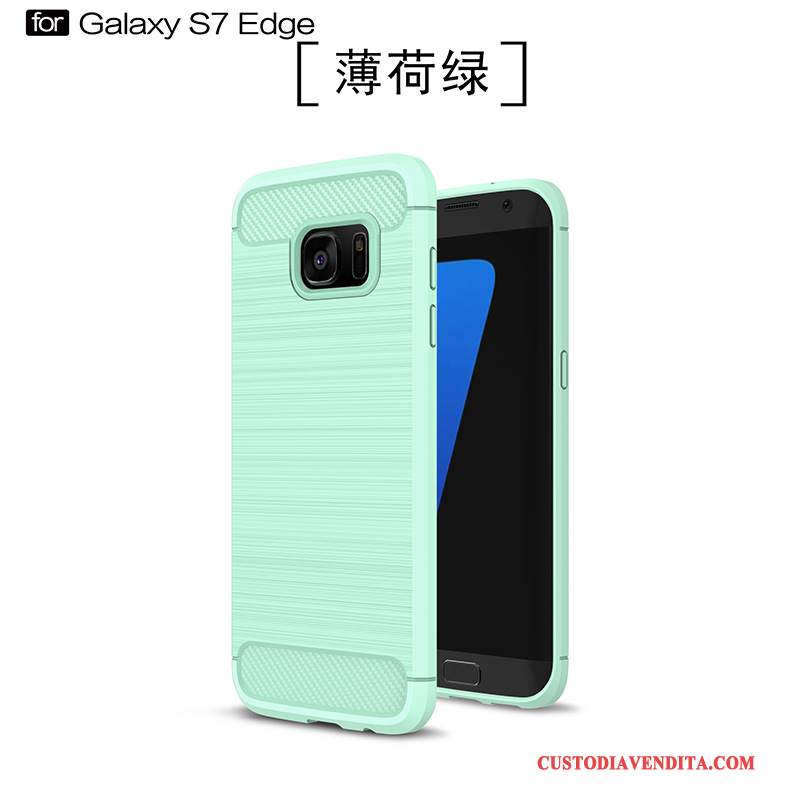 Custodia Samsung Galaxy S7 Edge Silicone Nero Tutto Incluso, Cover Samsung Galaxy S7 Edge Protezione Macchiatitelefono