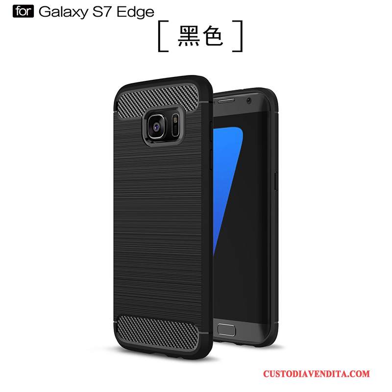 Custodia Samsung Galaxy S7 Edge Silicone Nero Tutto Incluso, Cover Samsung Galaxy S7 Edge Protezione Macchiatitelefono