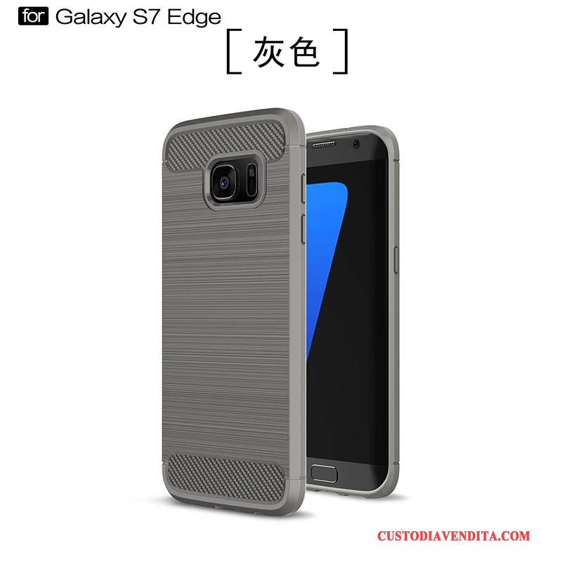 Custodia Samsung Galaxy S7 Edge Silicone Nero Tutto Incluso, Cover Samsung Galaxy S7 Edge Protezione Macchiatitelefono