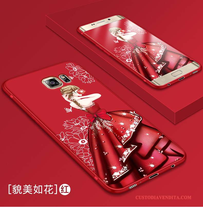 Custodia Samsung Galaxy S7 Edge Silicone Rosso Anti-caduta, Cover Samsung Galaxy S7 Edge Protezione Telefono Tutto Incluso