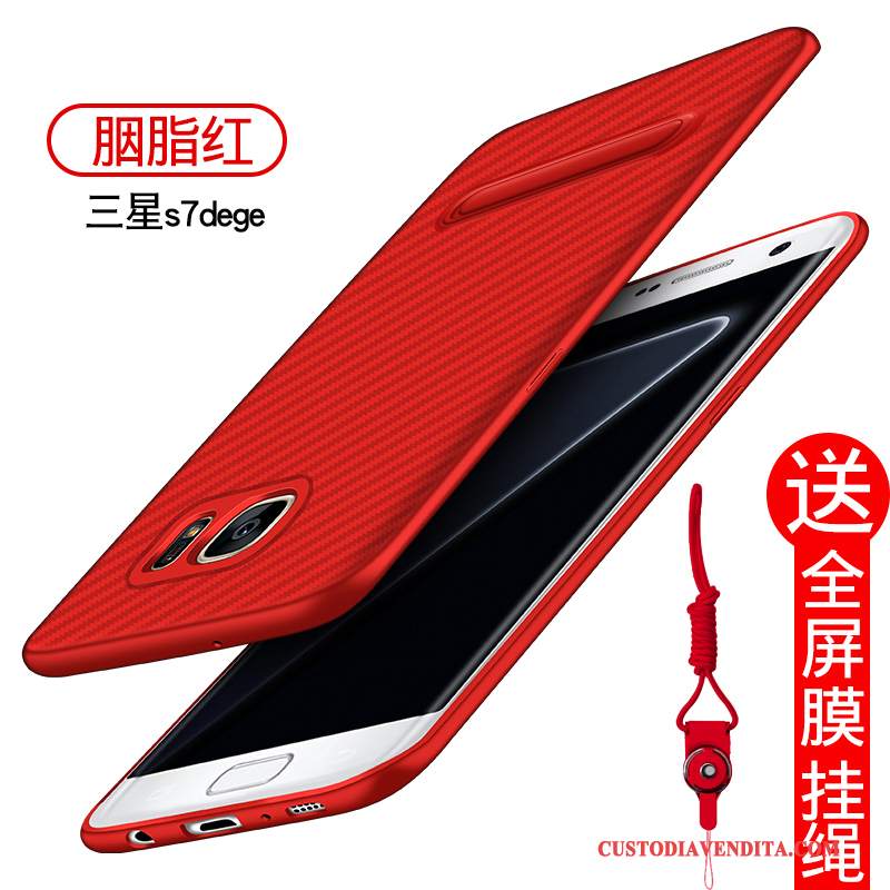 Custodia Samsung Galaxy S7 Edge Silicone Tutto Incluso Anti-caduta, Cover Samsung Galaxy S7 Edge Protezione Macchiati Rosso