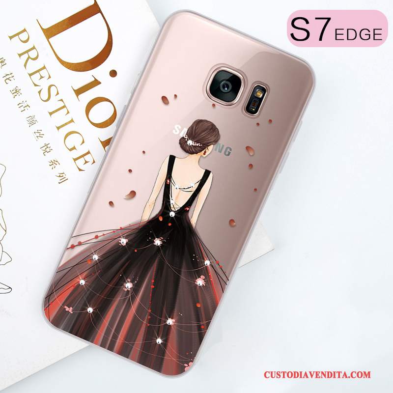 Custodia Samsung Galaxy S7 Edge Strass Tendenza Porpora, Cover Samsung Galaxy S7 Edge Silicone Tutto Inclusotelefono