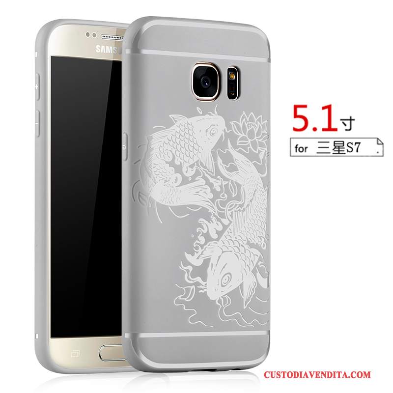 Custodia Samsung Galaxy S7 Goffratura Morbido Macchiati, Cover Samsung Galaxy S7 Protezione Nerotelefono