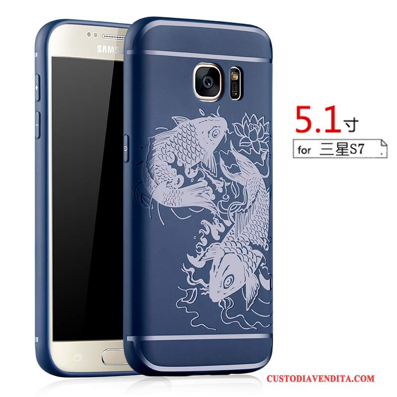 Custodia Samsung Galaxy S7 Goffratura Morbido Macchiati, Cover Samsung Galaxy S7 Protezione Nerotelefono