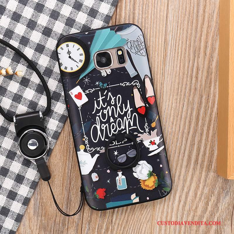 Custodia Samsung Galaxy S7 Goffratura Telefono Difficile, Cover Samsung Galaxy S7 Colore Ornamenti Appesi Supporto