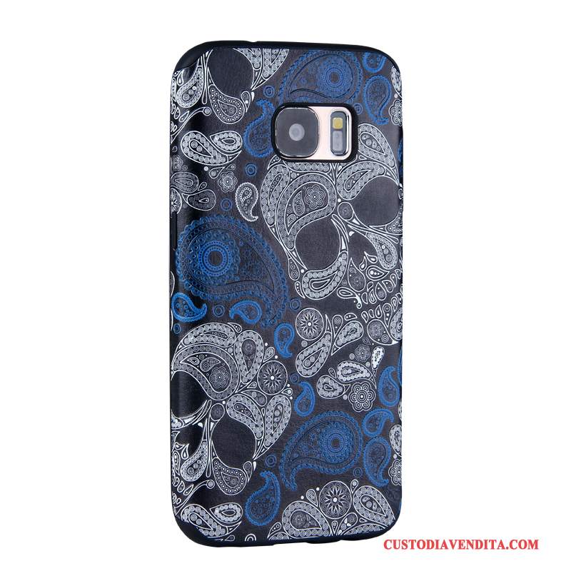 Custodia Samsung Galaxy S7 Goffratura Telefono Morbido, Cover Samsung Galaxy S7 Cartone Animato Tendenza Blu