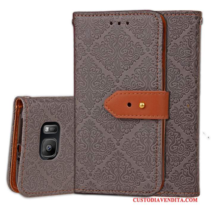 Custodia Samsung Galaxy S7 Pelle Telefono Lusso, Cover Samsung Galaxy S7 Folio Anti-caduta Rosso