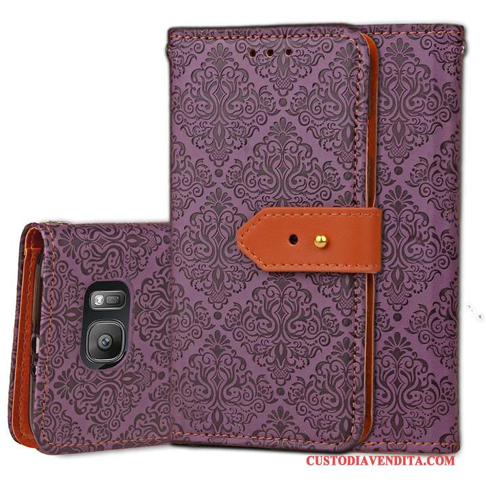 Custodia Samsung Galaxy S7 Pelle Telefono Lusso, Cover Samsung Galaxy S7 Folio Anti-caduta Rosso